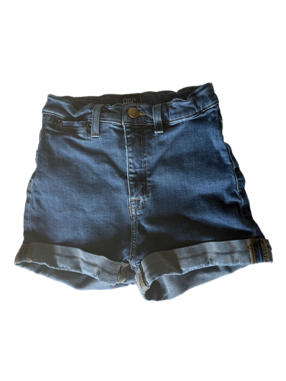 BDG Urban Outfitters Medium Blue Rolled Hem Pin-Up High-Rise Denim Shorts Summer